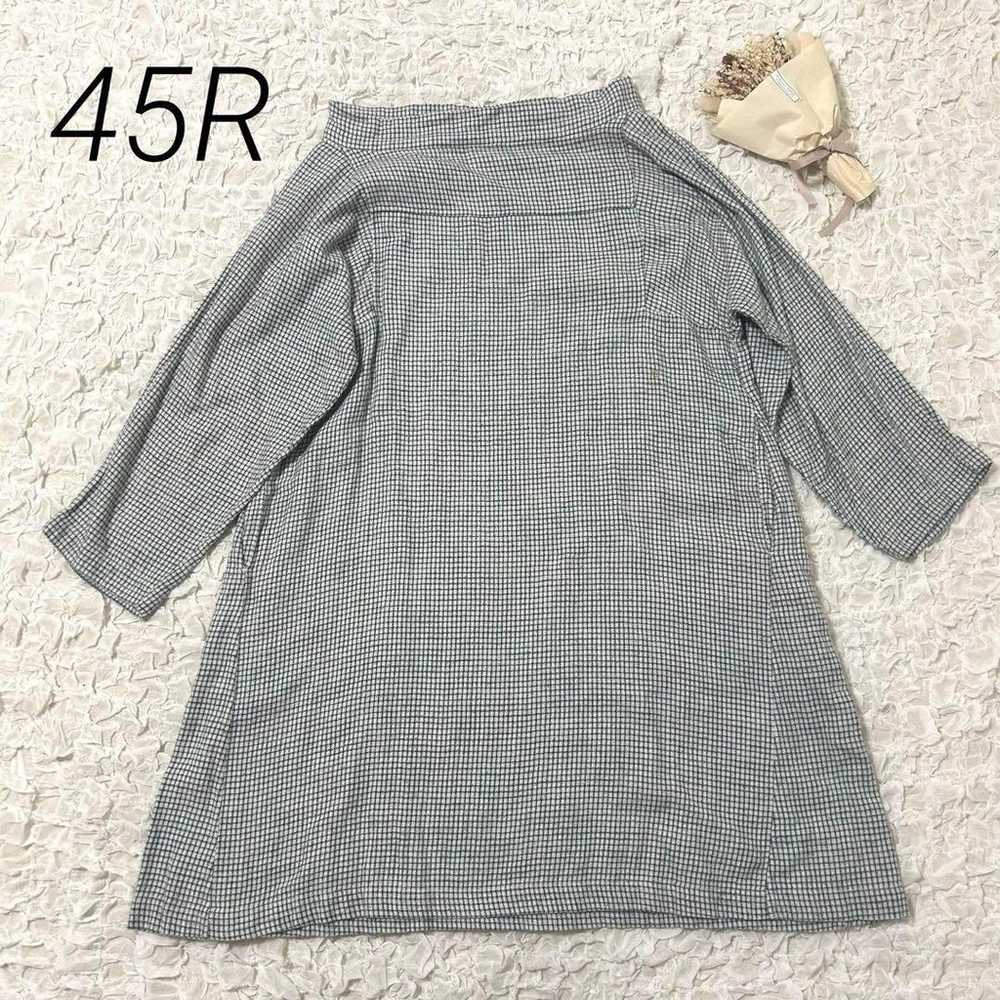 45R Cotton One-piece Dress Check Grey Blue Size 0 - image 1