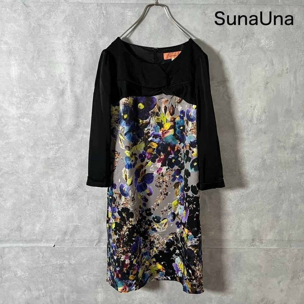 sunauna Sunauna Floral Pattern Long Sleeve Dress … - image 1