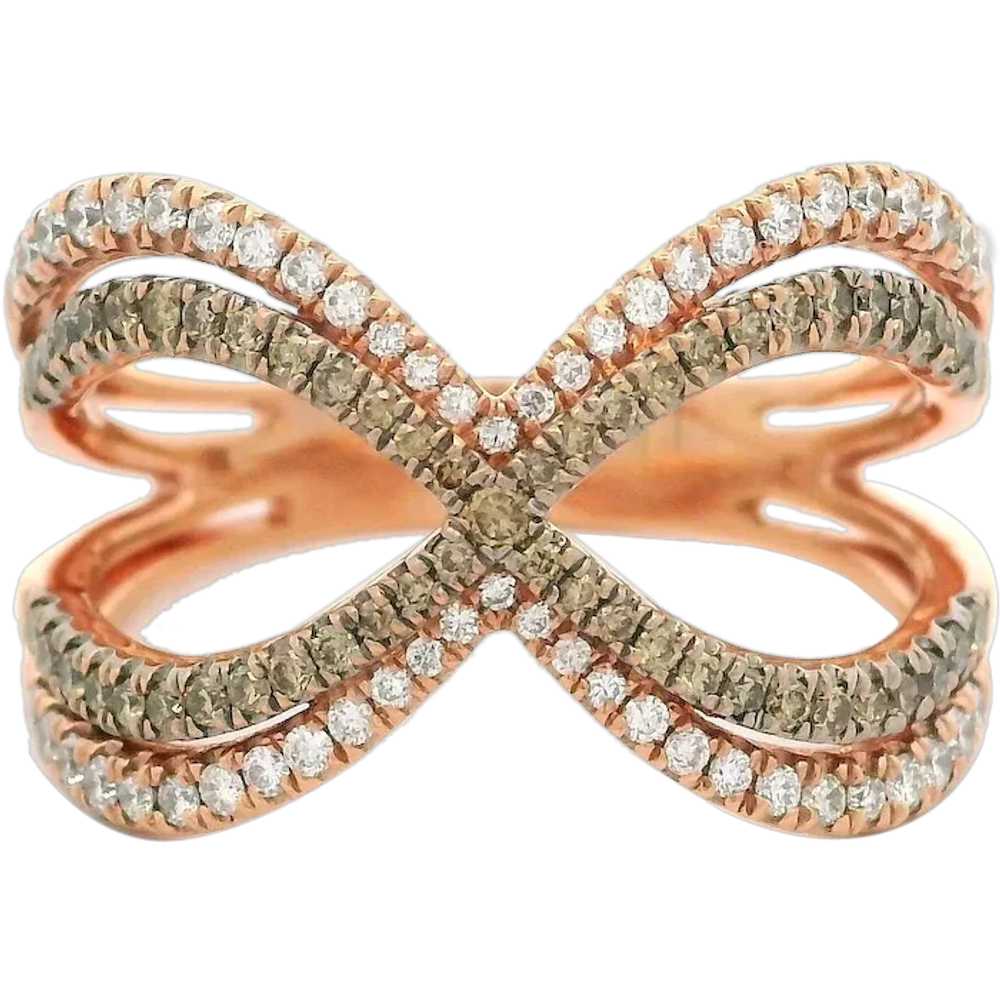 14k Rose Gold 1ctw White & Fancy Champagne Diamon… - image 1