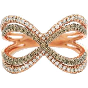 14k Rose Gold 1ctw White & Fancy Champagne Diamon… - image 1