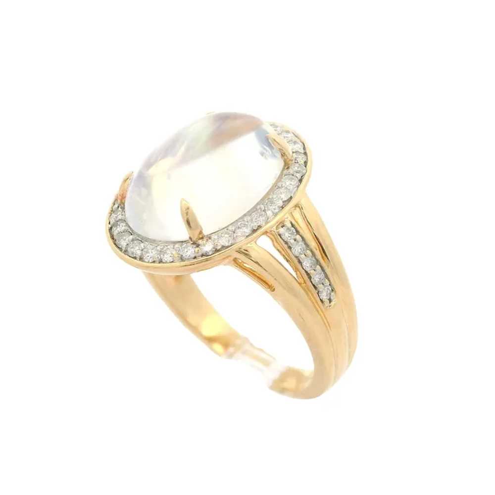 14k Yellow Gold Rainbow Moonstone & 0.30ctw Diamo… - image 10