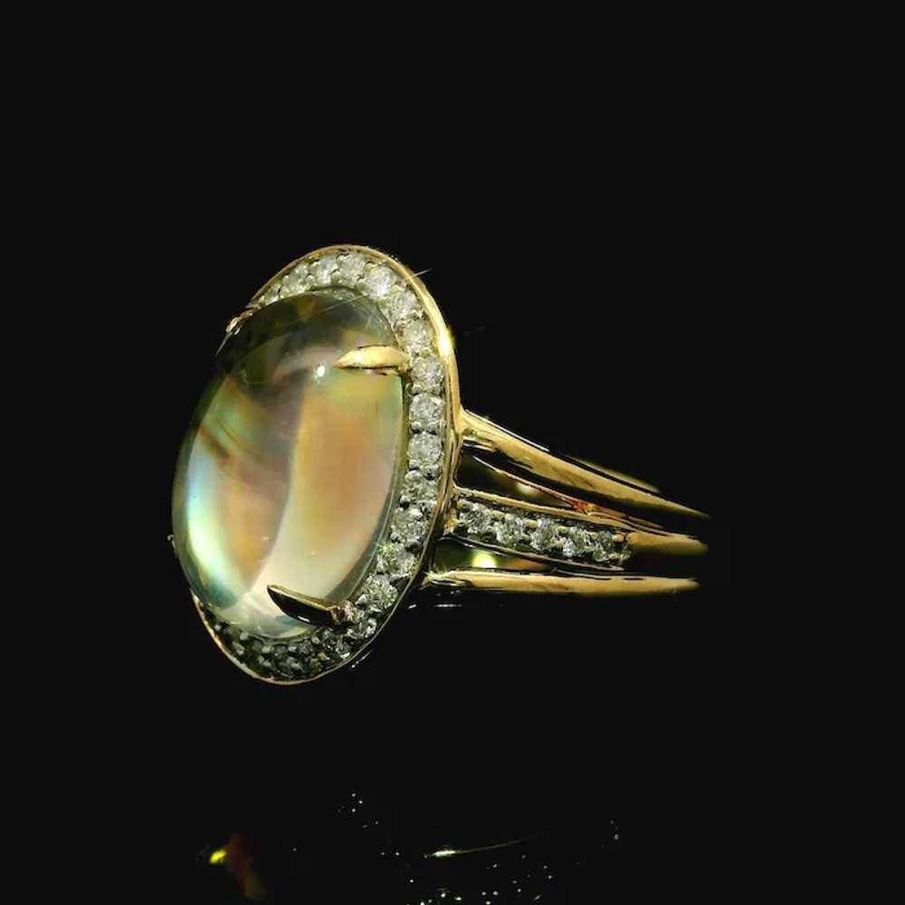 14k Yellow Gold Rainbow Moonstone & 0.30ctw Diamo… - image 11