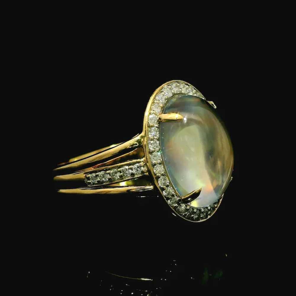 14k Yellow Gold Rainbow Moonstone & 0.30ctw Diamo… - image 12