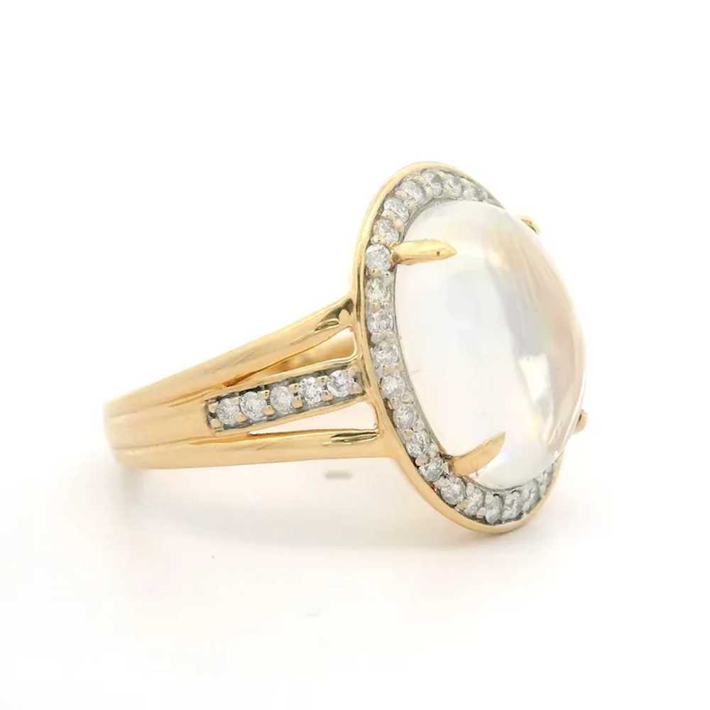 14k Yellow Gold Rainbow Moonstone & 0.30ctw Diamo… - image 3