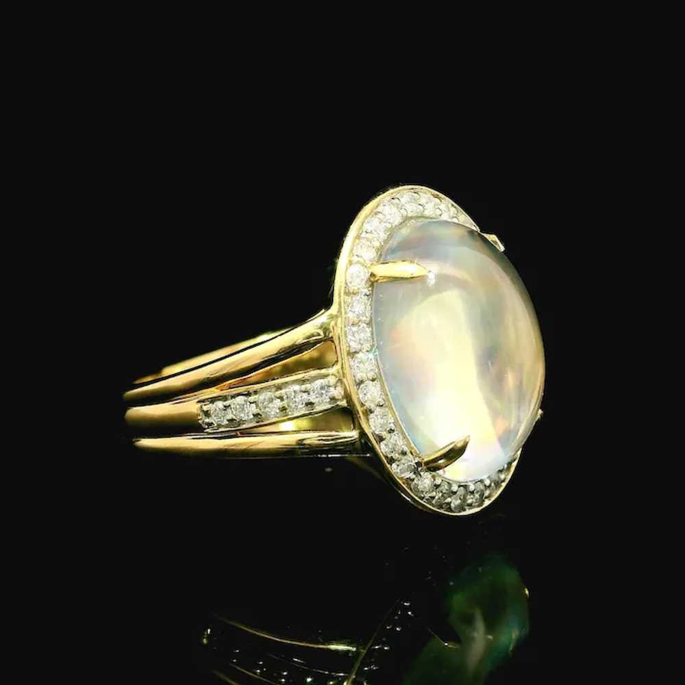 14k Yellow Gold Rainbow Moonstone & 0.30ctw Diamo… - image 4