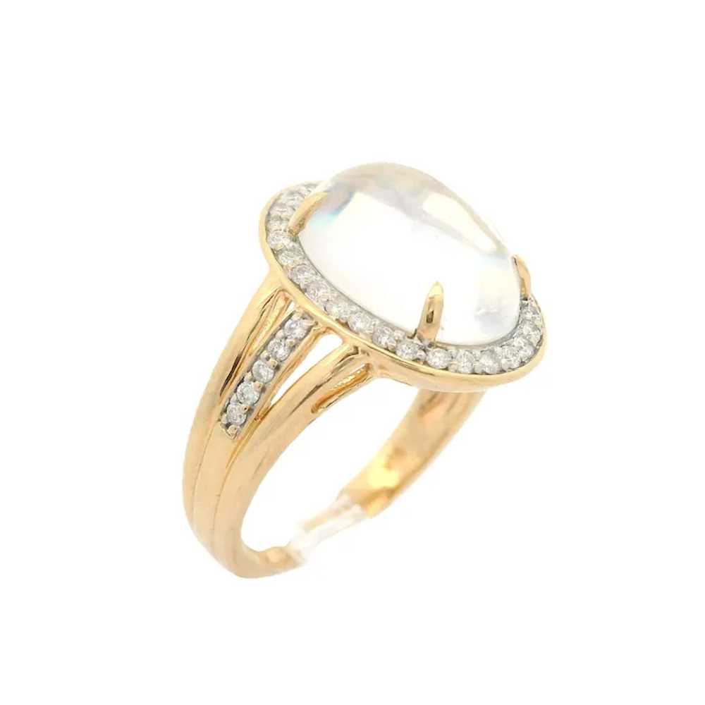 14k Yellow Gold Rainbow Moonstone & 0.30ctw Diamo… - image 7