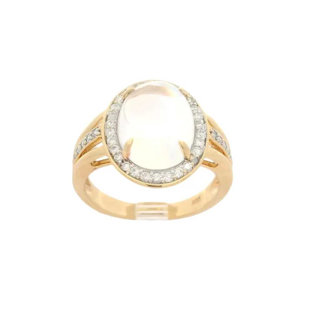 14k Yellow Gold Rainbow Moonstone & 0.30ctw Diamo… - image 8