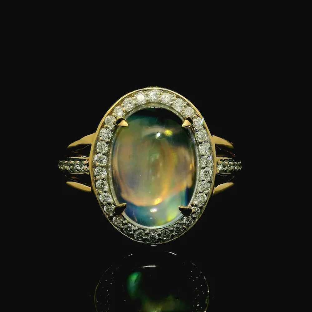 14k Yellow Gold Rainbow Moonstone & 0.30ctw Diamo… - image 9