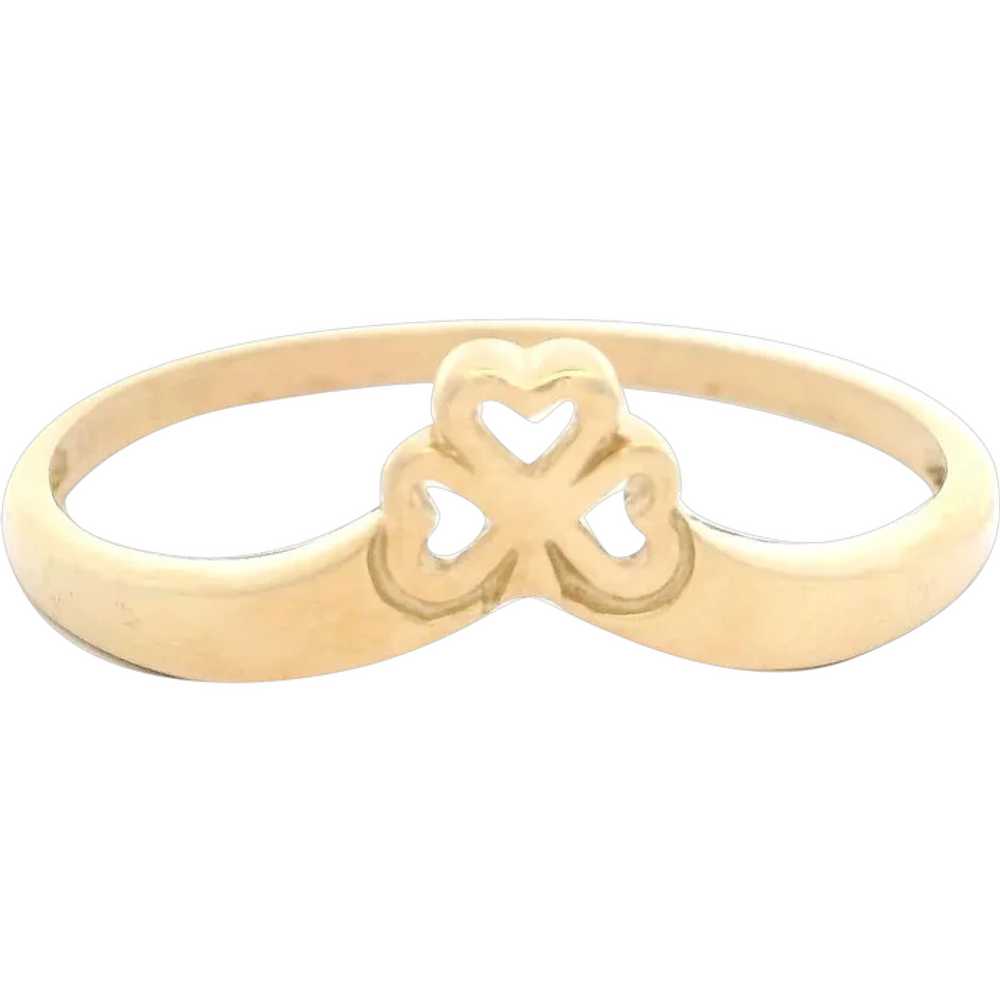 Classic Solid 14k Yellow Gold Lucky Irish Clover … - image 1