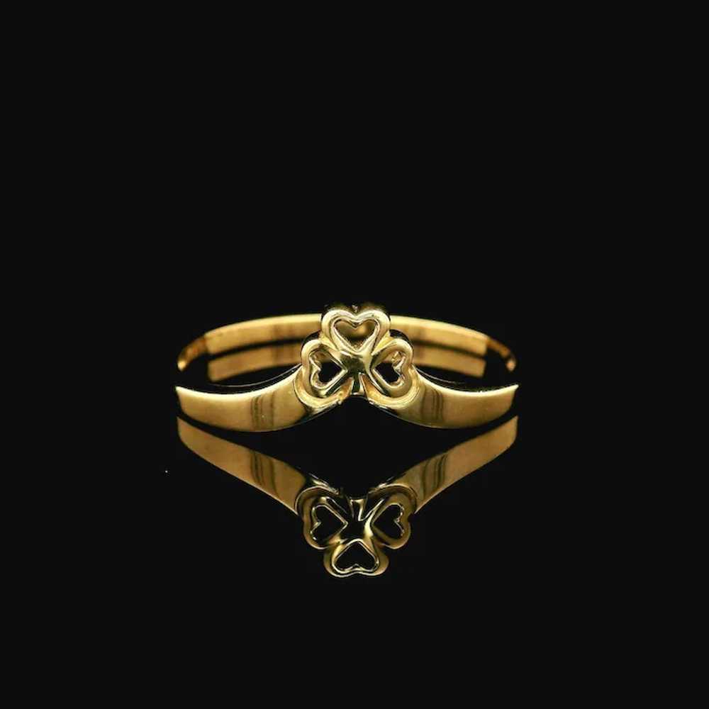 Classic Solid 14k Yellow Gold Lucky Irish Clover … - image 2