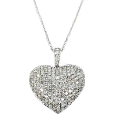 Sparkling Diamond Heart Pendant in 18k White Gold - image 1