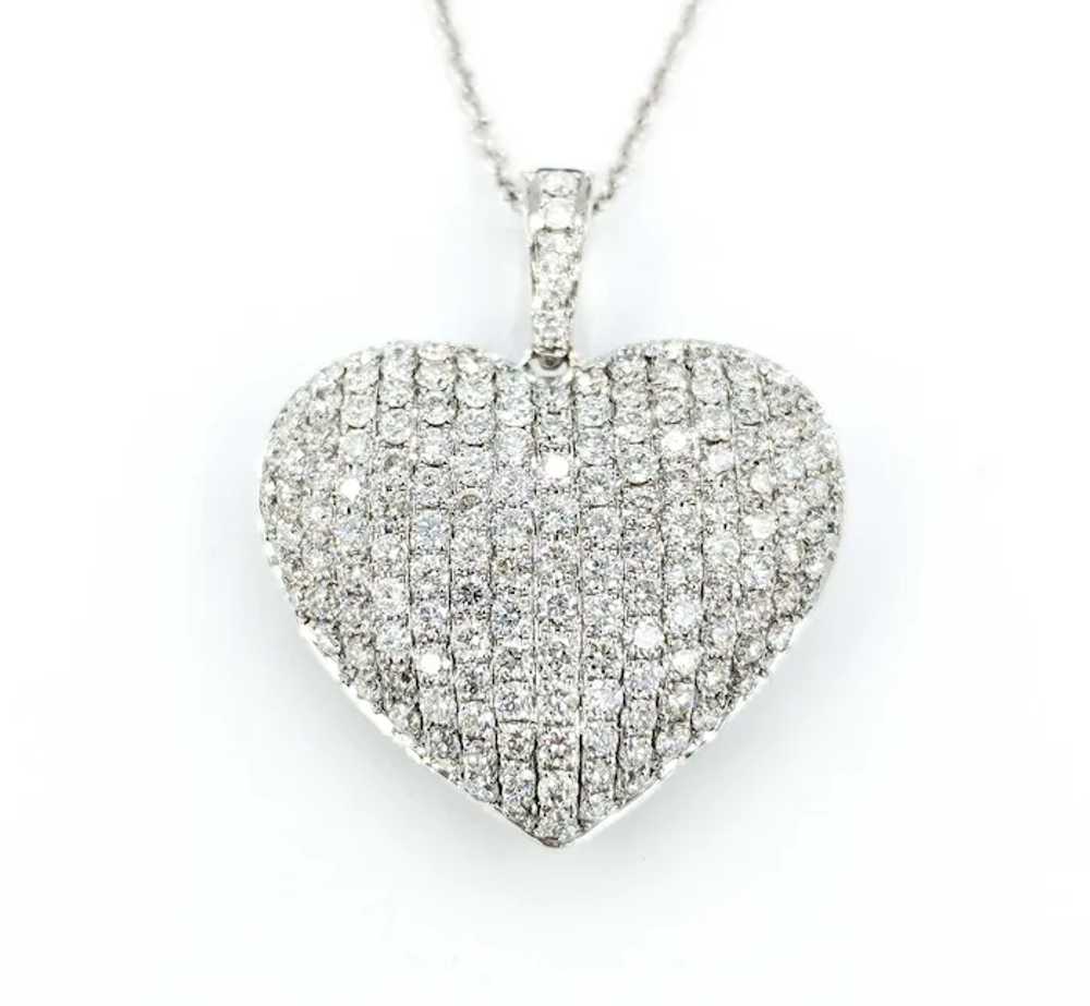 Sparkling Diamond Heart Pendant in 18k White Gold - image 3