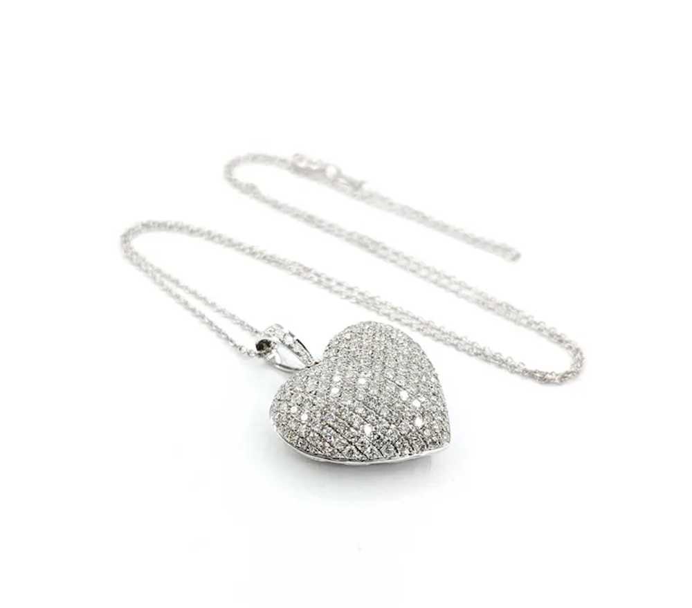 Sparkling Diamond Heart Pendant in 18k White Gold - image 7