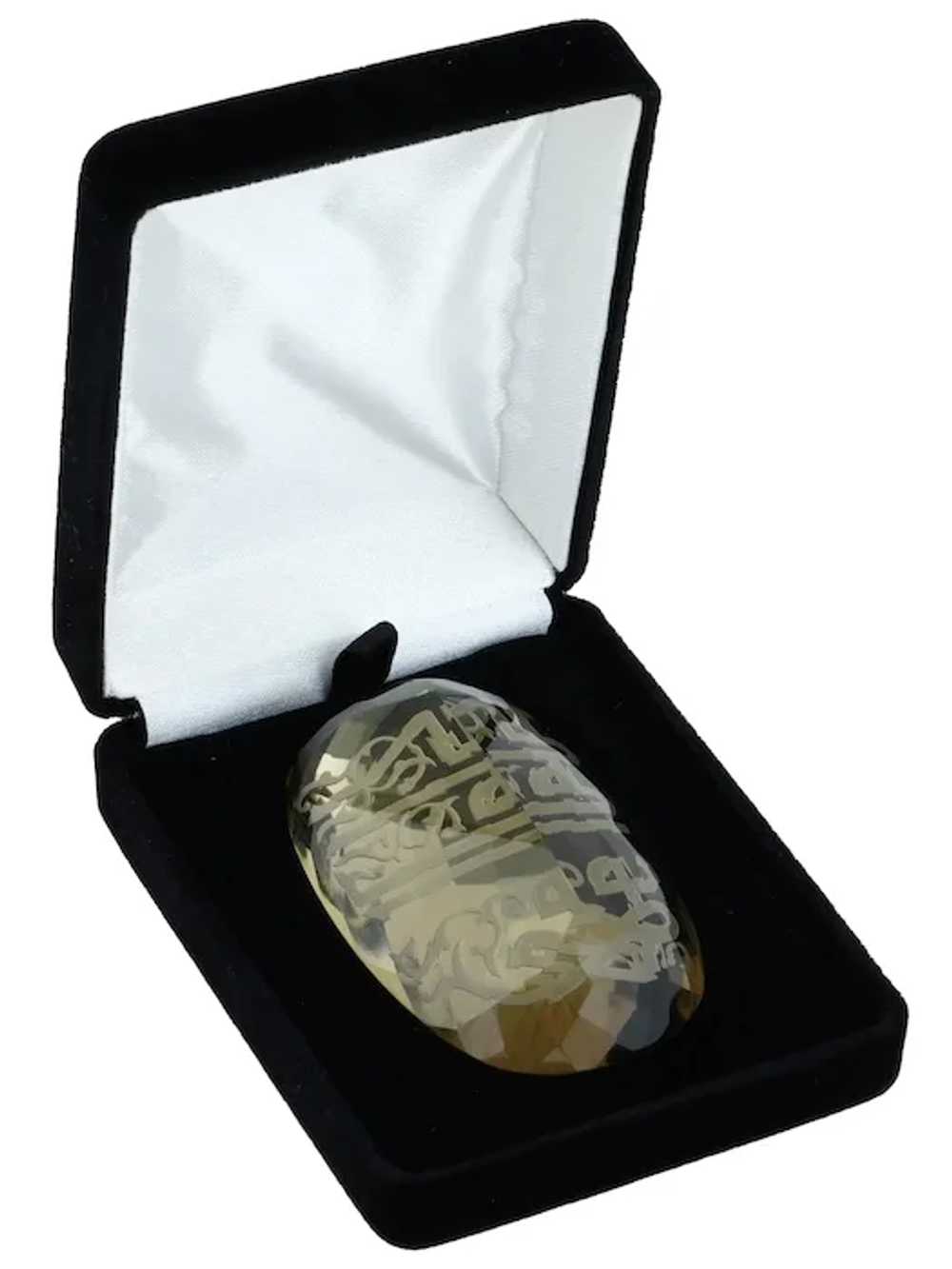 Large Natural Citrine Gemstone W Arabic Script In… - image 2