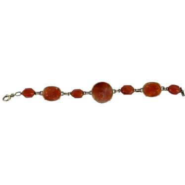 Antique Chinese Export Carnelian 14k Gold Bracelet