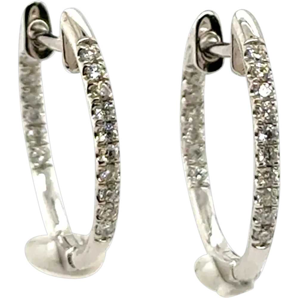 Brand New Diamond Hoop Earrings Mined Round Brill… - image 1