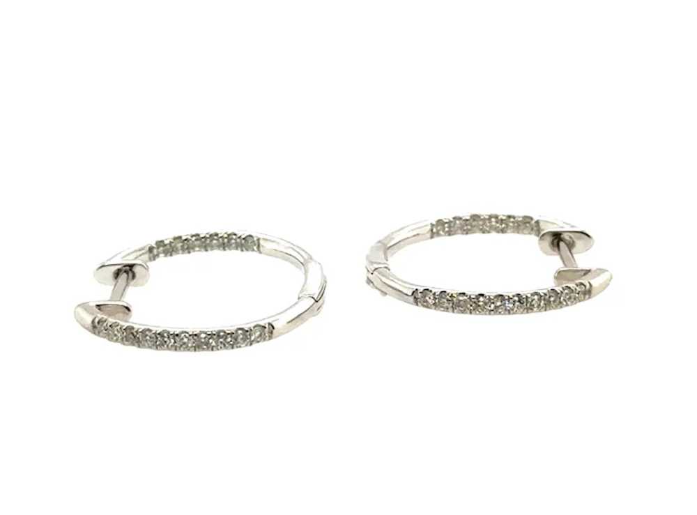 Brand New Diamond Hoop Earrings Mined Round Brill… - image 2