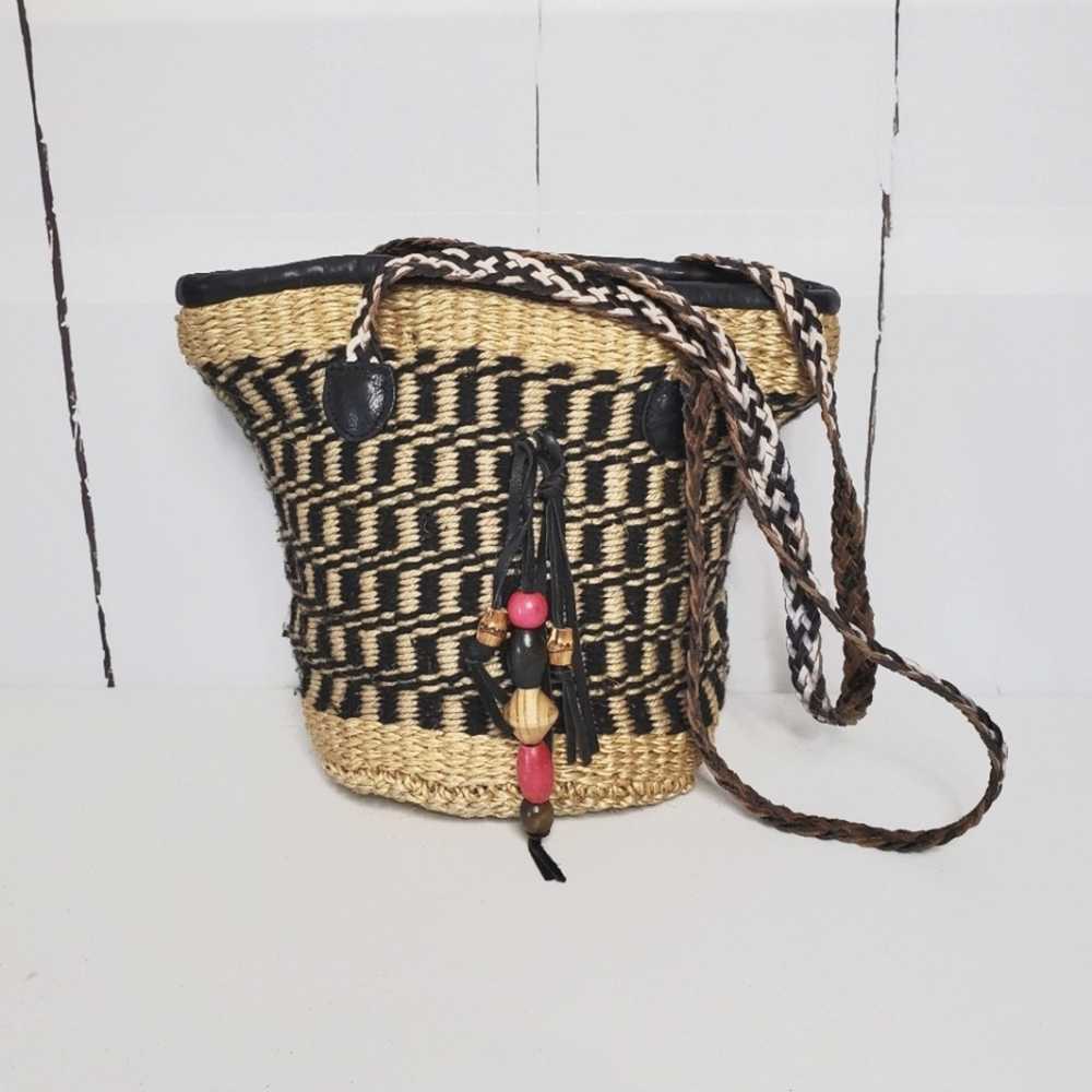 Designer Patricia Nash Maya Straw Woven Bucket Sh… - image 12