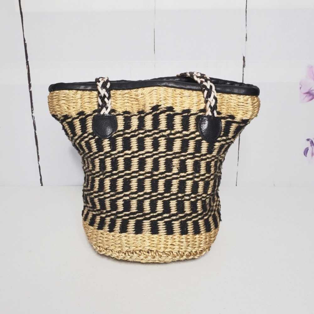 Designer Patricia Nash Maya Straw Woven Bucket Sh… - image 4