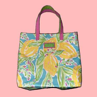 Lilly Pulitzer Lovely Yellow and Pink Canvas Lill… - image 1