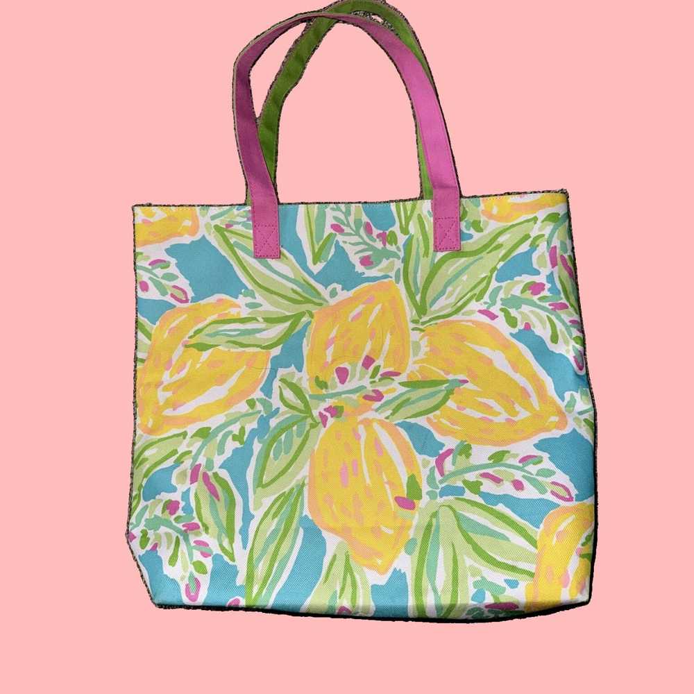 Lilly Pulitzer Lovely Yellow and Pink Canvas Lill… - image 7