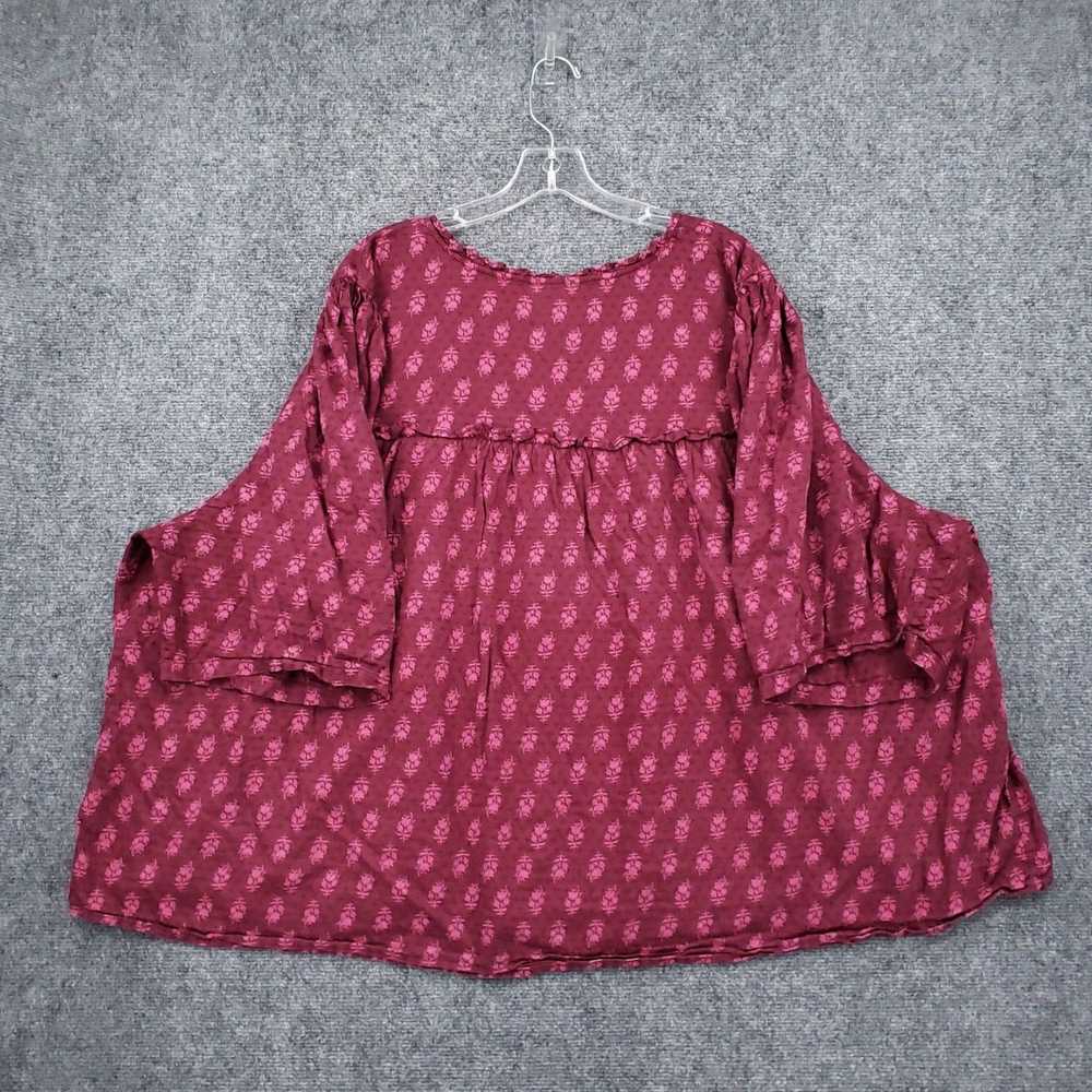 Vintage Womens Plus Size 4X Red Bohemian V Neck 3… - image 2