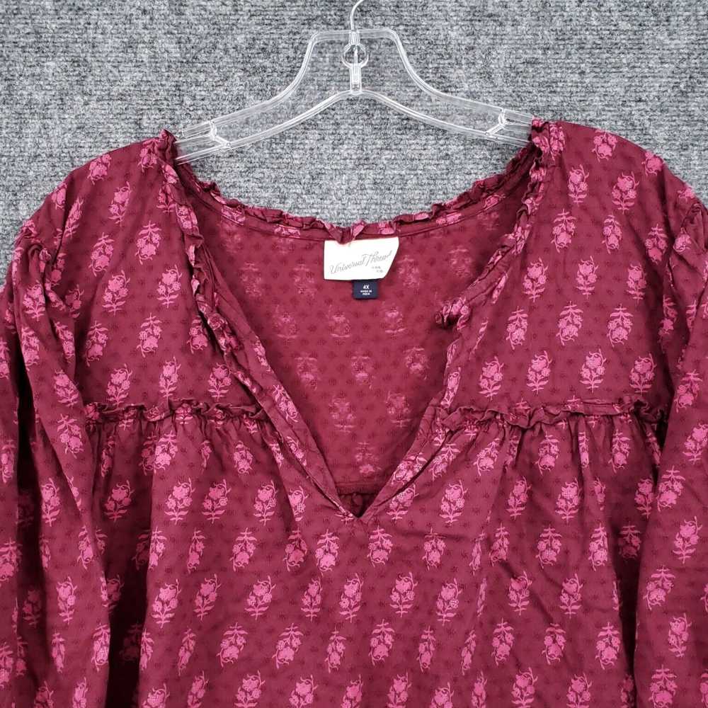 Vintage Womens Plus Size 4X Red Bohemian V Neck 3… - image 3