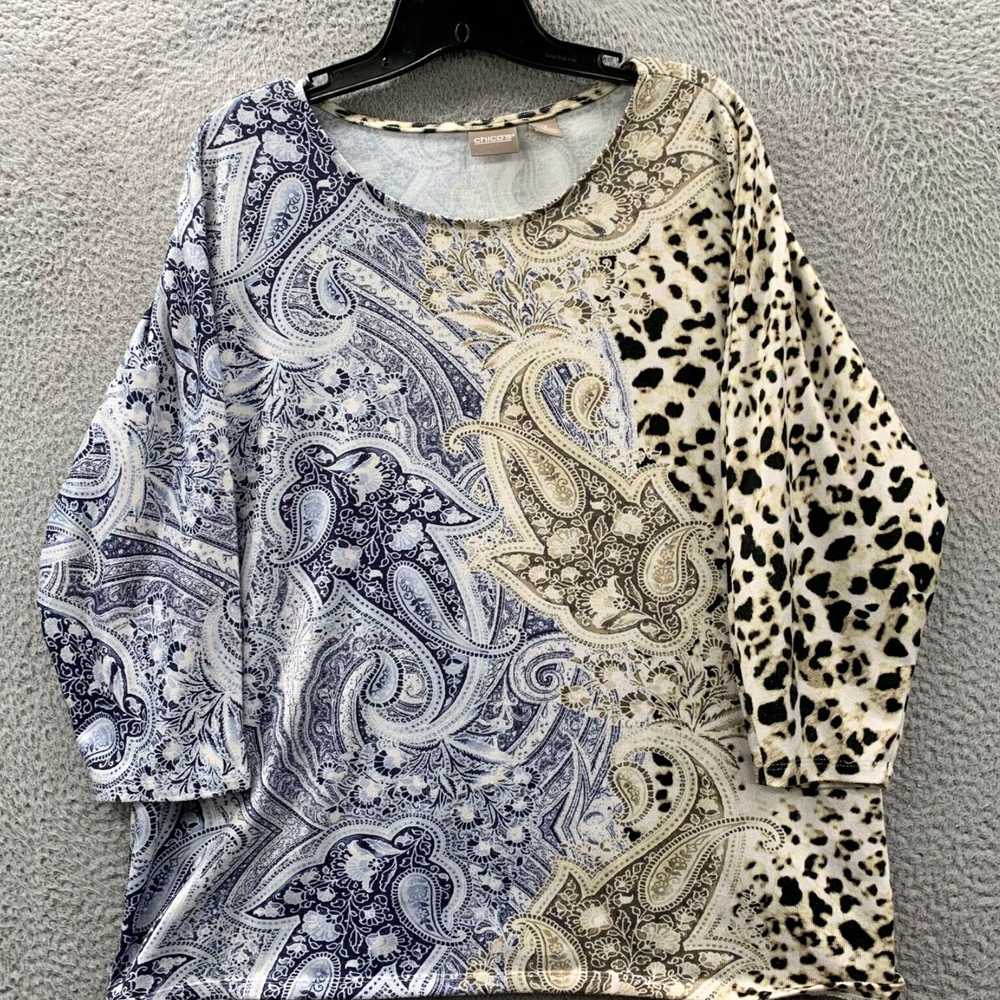 Vintage Cheetah Pattern 3/4 Sleeve Top for Women … - image 1