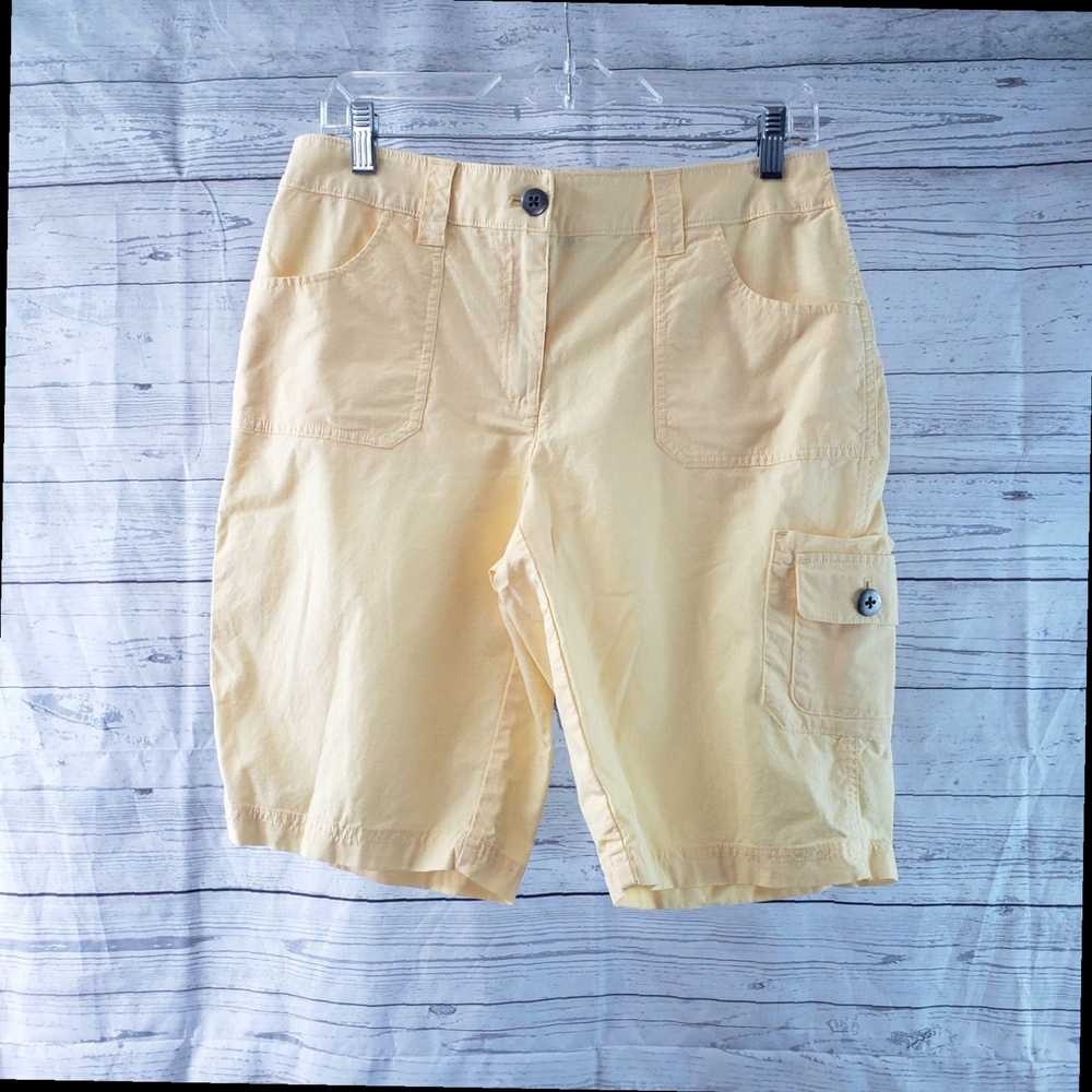 Vintage Yellow Cotton Blend Cargo Pocket Shorts f… - image 1