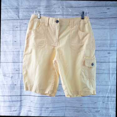 Vintage Yellow Cotton Blend Cargo Pocket Shorts f… - image 1