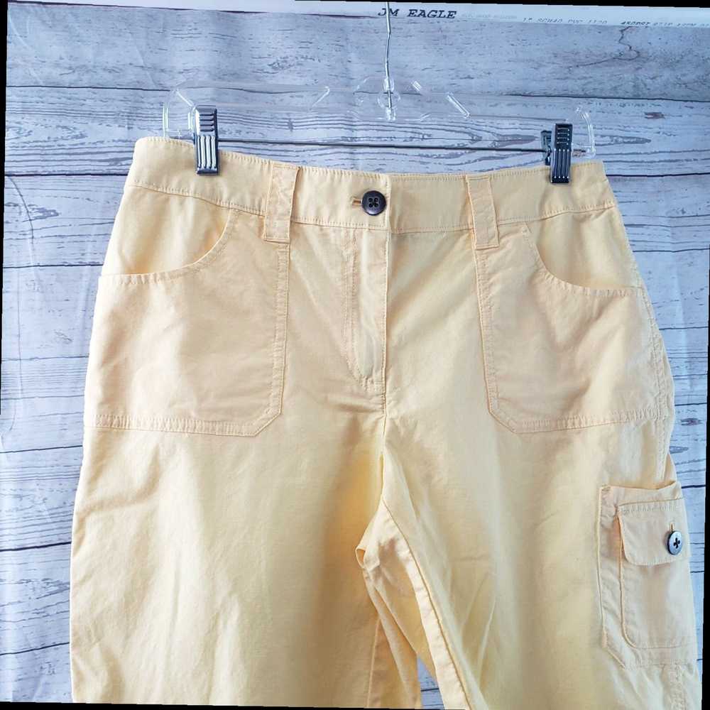 Vintage Yellow Cotton Blend Cargo Pocket Shorts f… - image 2