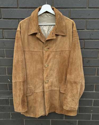 VINTAGE Umberto offers Olivieri Tan Suede Button Up Shacket Shirt Jacket 42 Medium VTG