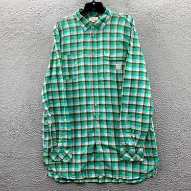 Diesel Mens XXL Plaid Linen Cotton Green Blue Bei… - image 1