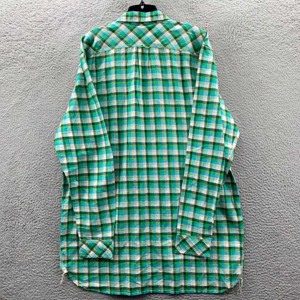 Diesel Mens XXL Plaid Linen Cotton Green Blue Bei… - image 2