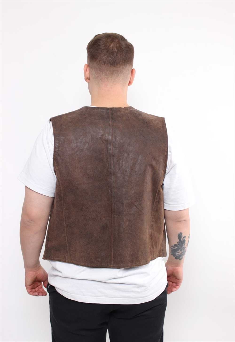 80s retro leather vest in brown, vintage heritage… - image 2