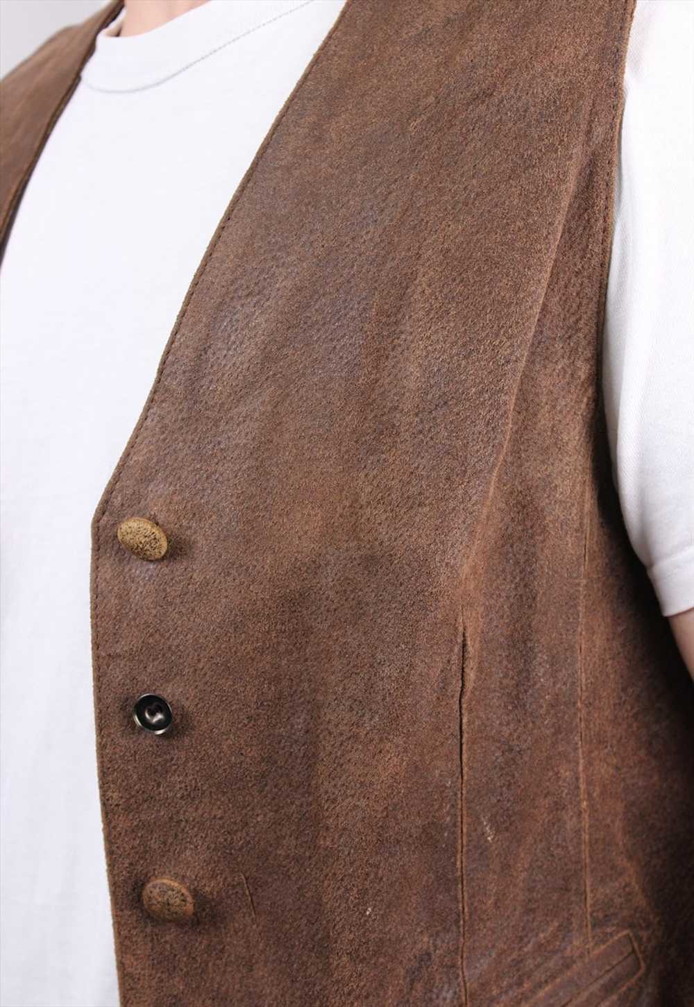 80s retro leather vest in brown, vintage heritage… - image 4