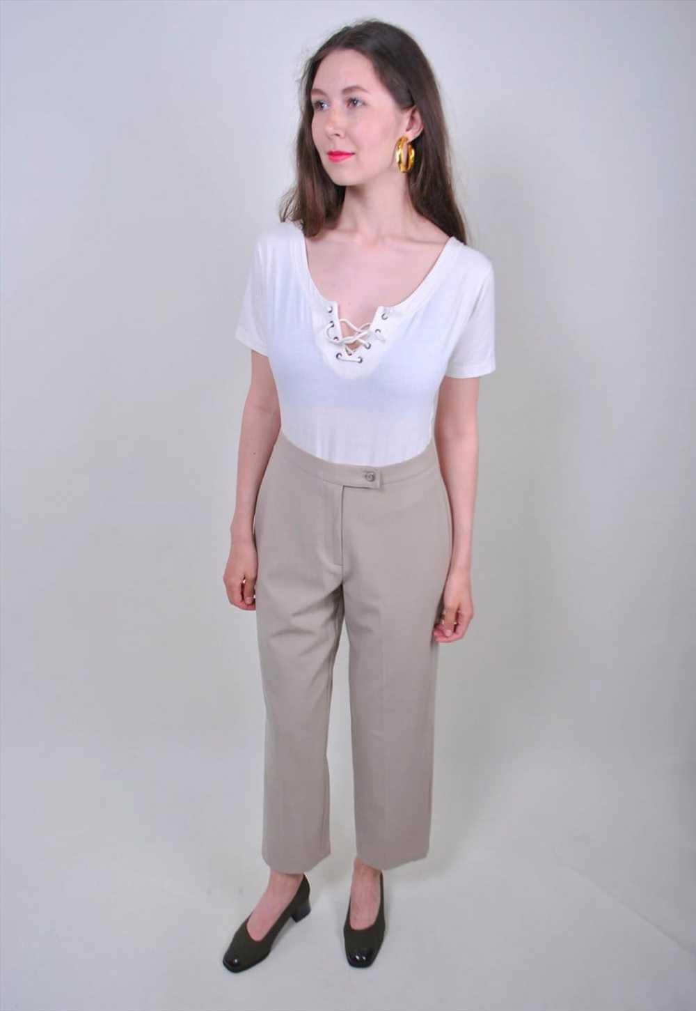 90s heigh waist formal trousers in beige - image 4