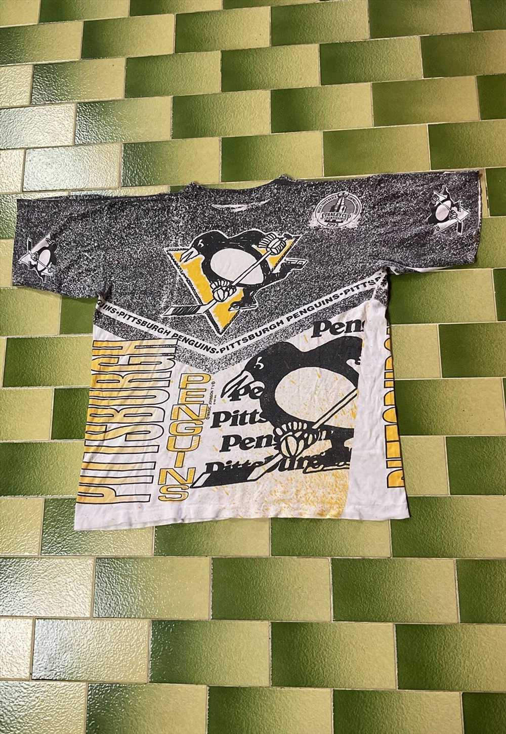 Vintage 1991 NHL Pittsburgh Penguins All Over Pri… - image 2