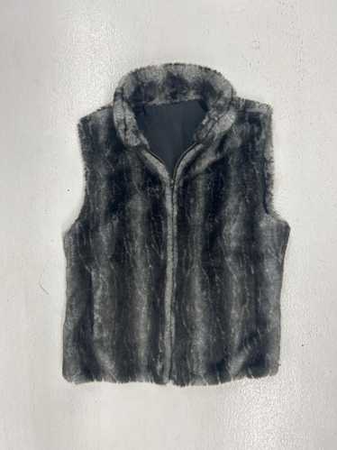 Designer Reversible Black & Gray Faux Fur Vest