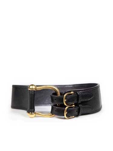 Burberry Black Leather Wide Waist Belt