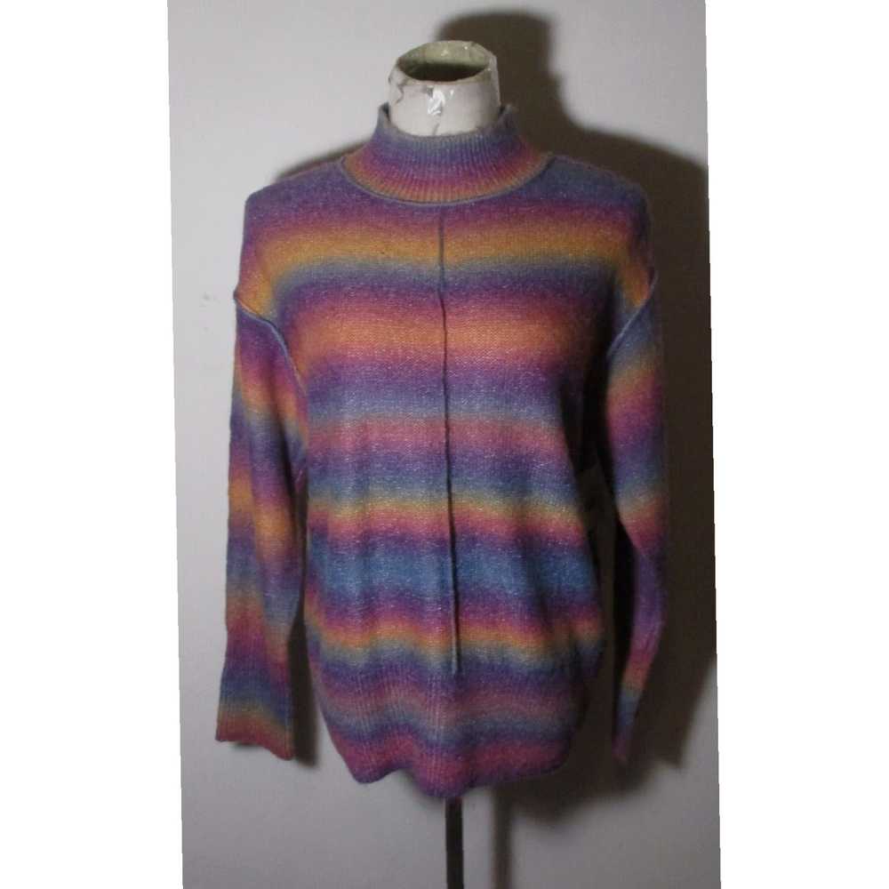 Rainbow Rainbow Fleece Mock Neck Wool Blend Beach… - image 1