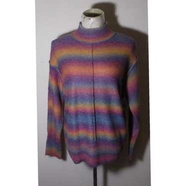 Rainbow Rainbow Fleece Mock Neck Wool Blend Beach… - image 1