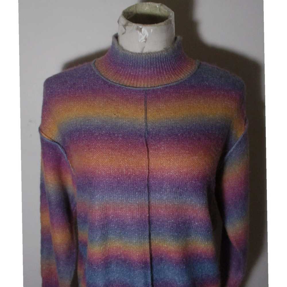 Rainbow Rainbow Fleece Mock Neck Wool Blend Beach… - image 2