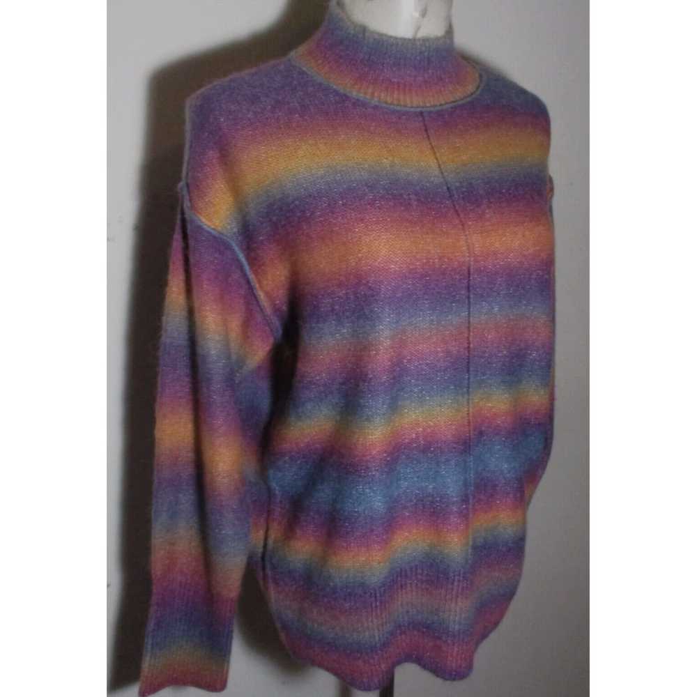 Rainbow Rainbow Fleece Mock Neck Wool Blend Beach… - image 3