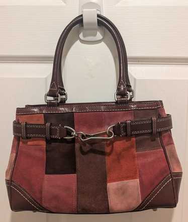 バッグ Coach Hampton Mosaic Patchwork Leather NICE COACH HAMPTONS METALLIC SUEDE LEATHER MOSAIC PATCHWORK