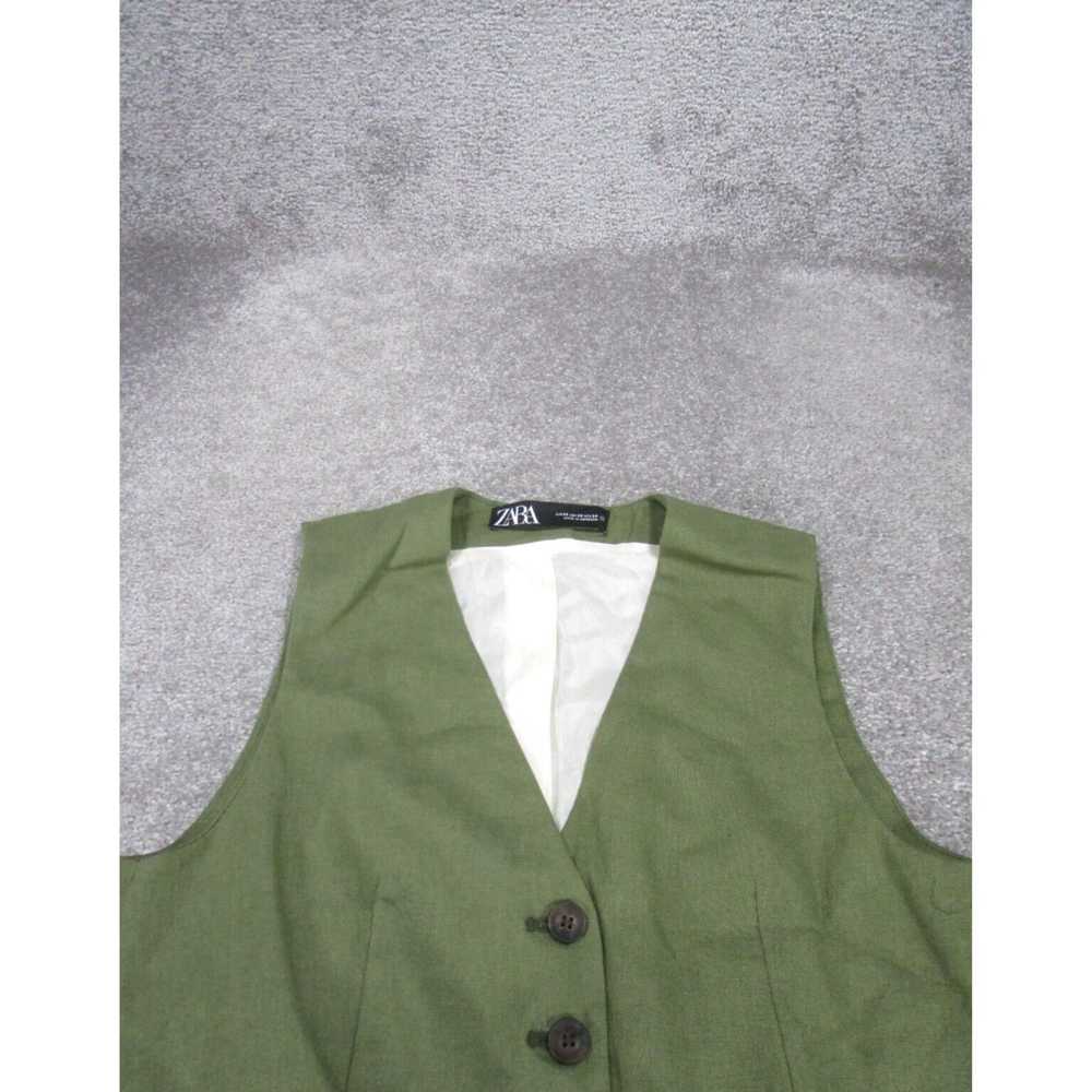 Zara Authentic Western Style Green Linen Blend Ve… - image 2