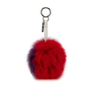 NEW Henri Bendel Faux Fur Pom Bag shops Charm Key Ring Wine