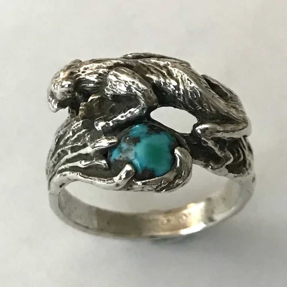 Vintage Navajo Sterling Silver Turquoise and Pant… - image 10