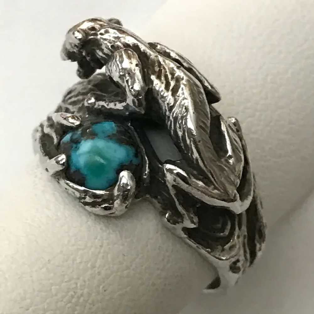 Vintage Navajo Sterling Silver Turquoise and Pant… - image 11