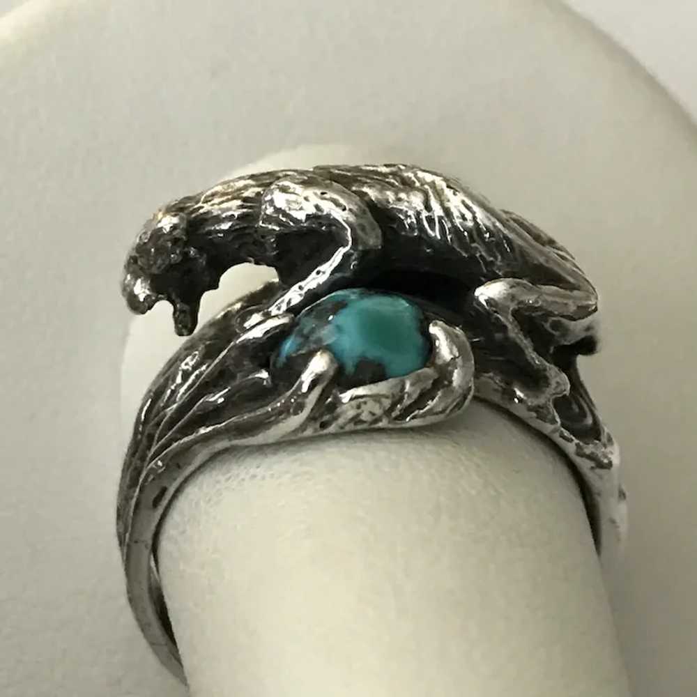 Vintage Navajo Sterling Silver Turquoise and Pant… - image 12